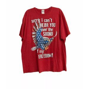 Mens Red Cotton T-Shirt Sorry I Cant Hear You Over The Sound Of My Freedom 2XL